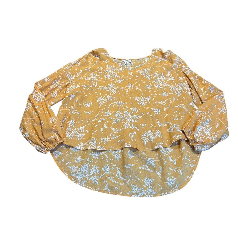 3/$15 ANA yellow floral high-low blouse